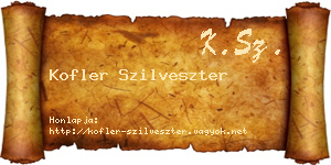 Kofler Szilveszter névjegykártya